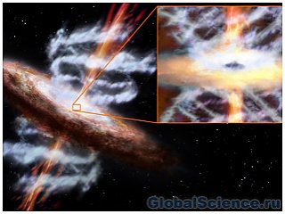 Черная дыра питается газом из центра галактики